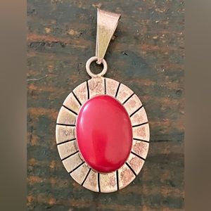 Sterling silver and coral pendant